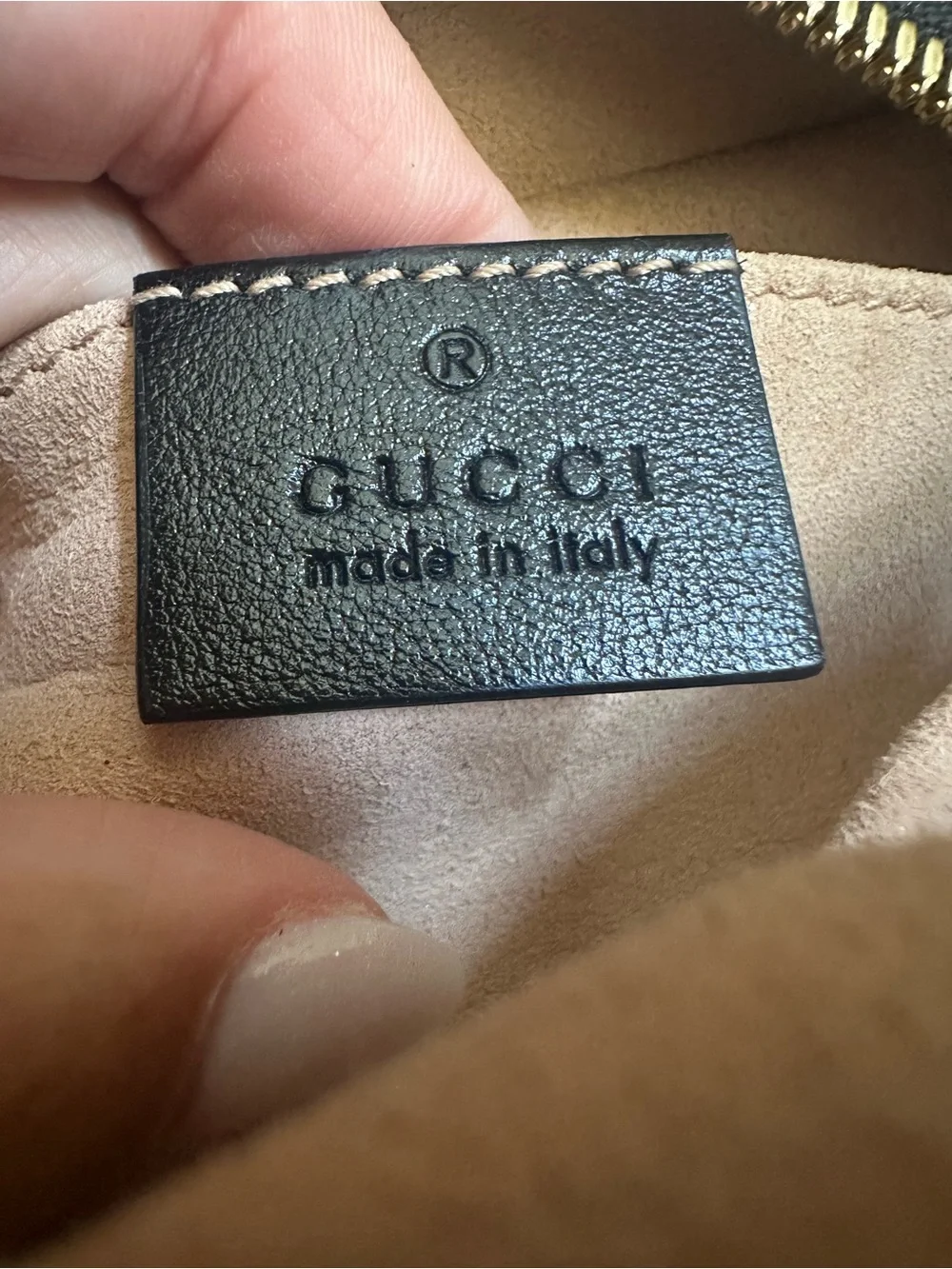 Gucci Beige GG marmont Supreme Canvas Crossbody with Black Trim & Gold Hardware - Picture 9 of 11
